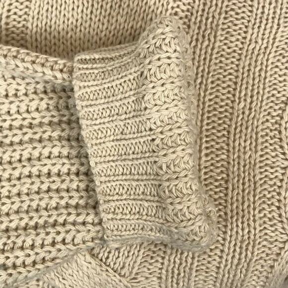 LoveRiche Cable Knit Sweater Crewneck Tunic Beige Long Sleeve Size Medium - Picture 6 of 7